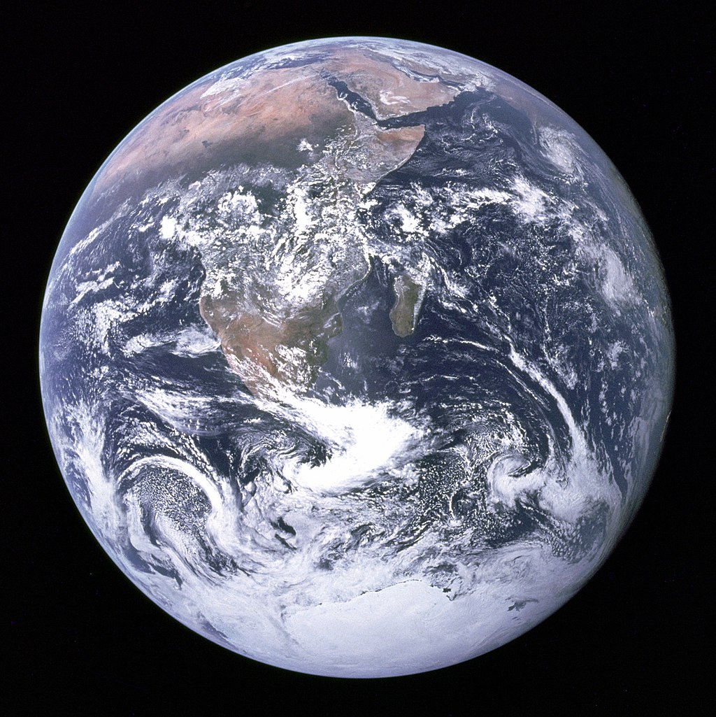 The Blue Marble, photographed on 7th December 1972, by NASA/Apollo 17 crew; taken by either Harrison Schmitt or Ron Evans