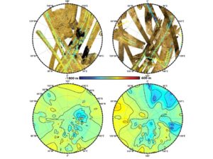 These polar maps show the first global, topographic mapping of Saturn’s moon Titan, using data from NASA's Cassini mission.  Image credit: NASA/JPL-Caltech/ASI/JHUAPL/Cornell/Weizmann