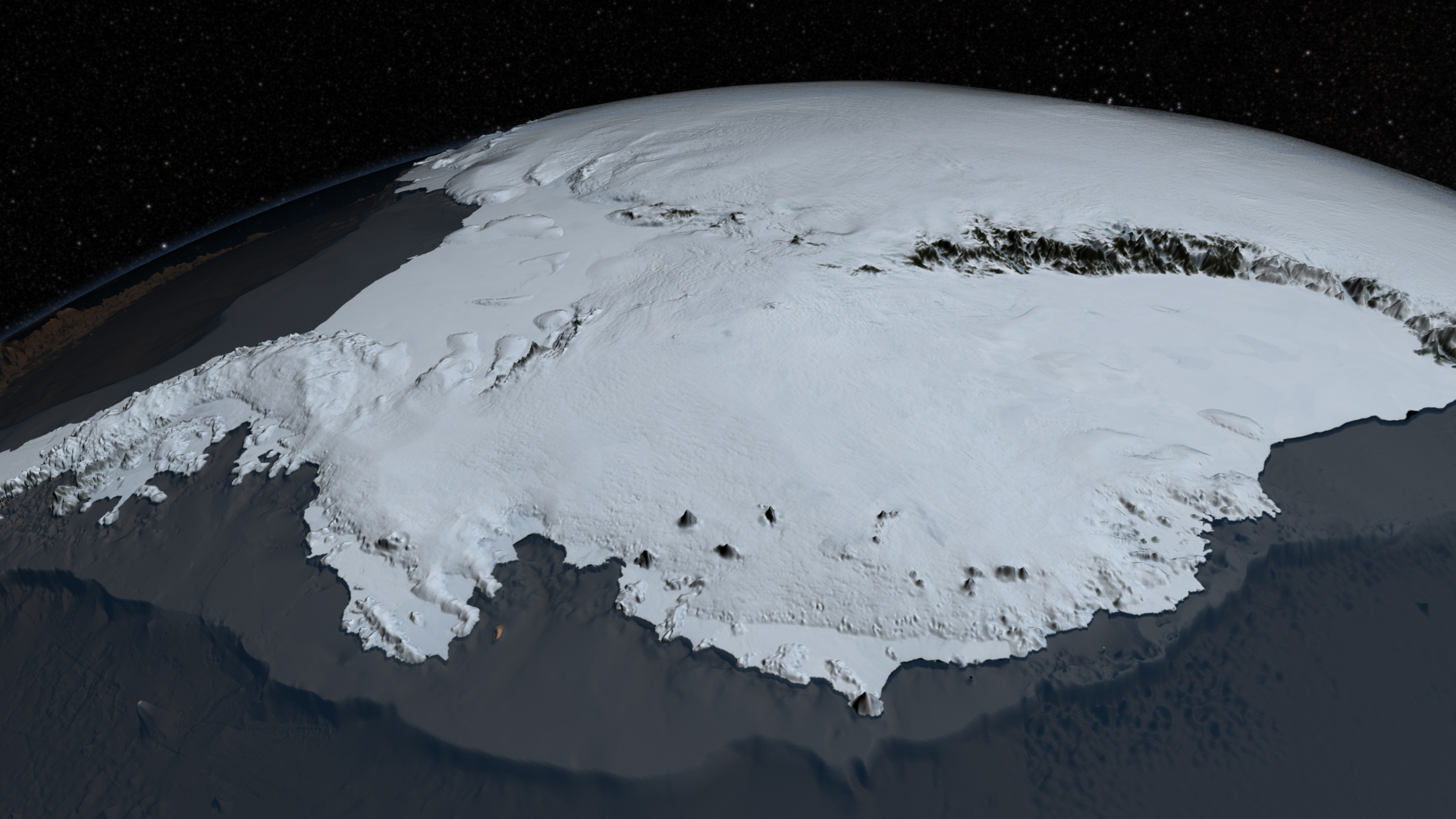Image showing the Antarctic' surface with the ice sheet as seen from space