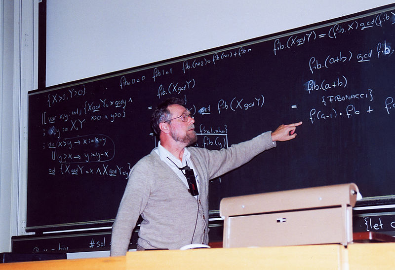 Dijkstra at the blackboard during a conference at ETH Zurich in 1994 - Wikipedia