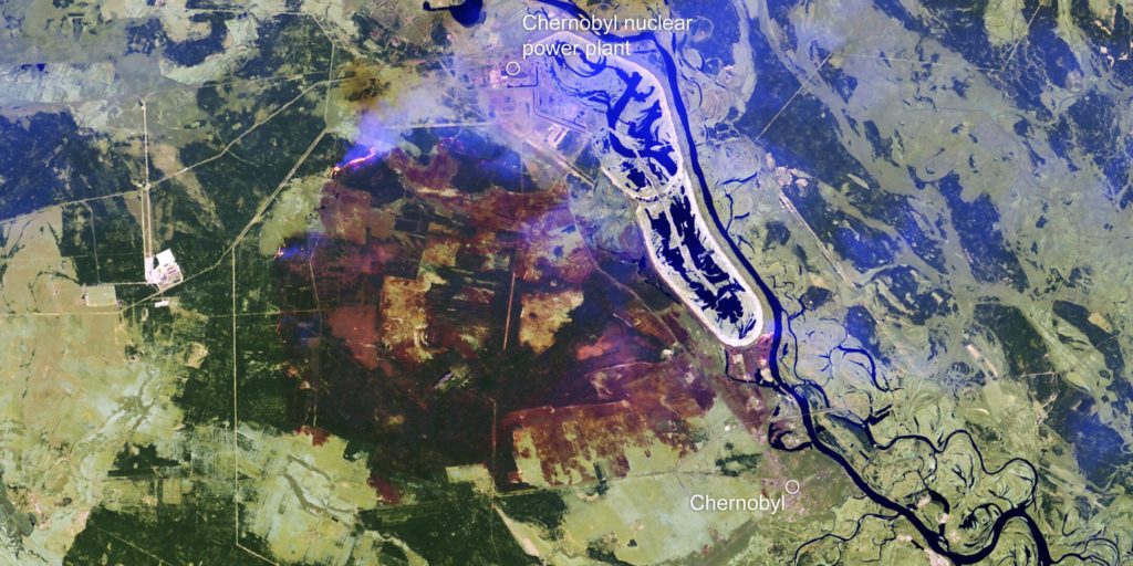 Chernobyl fire satellite photos