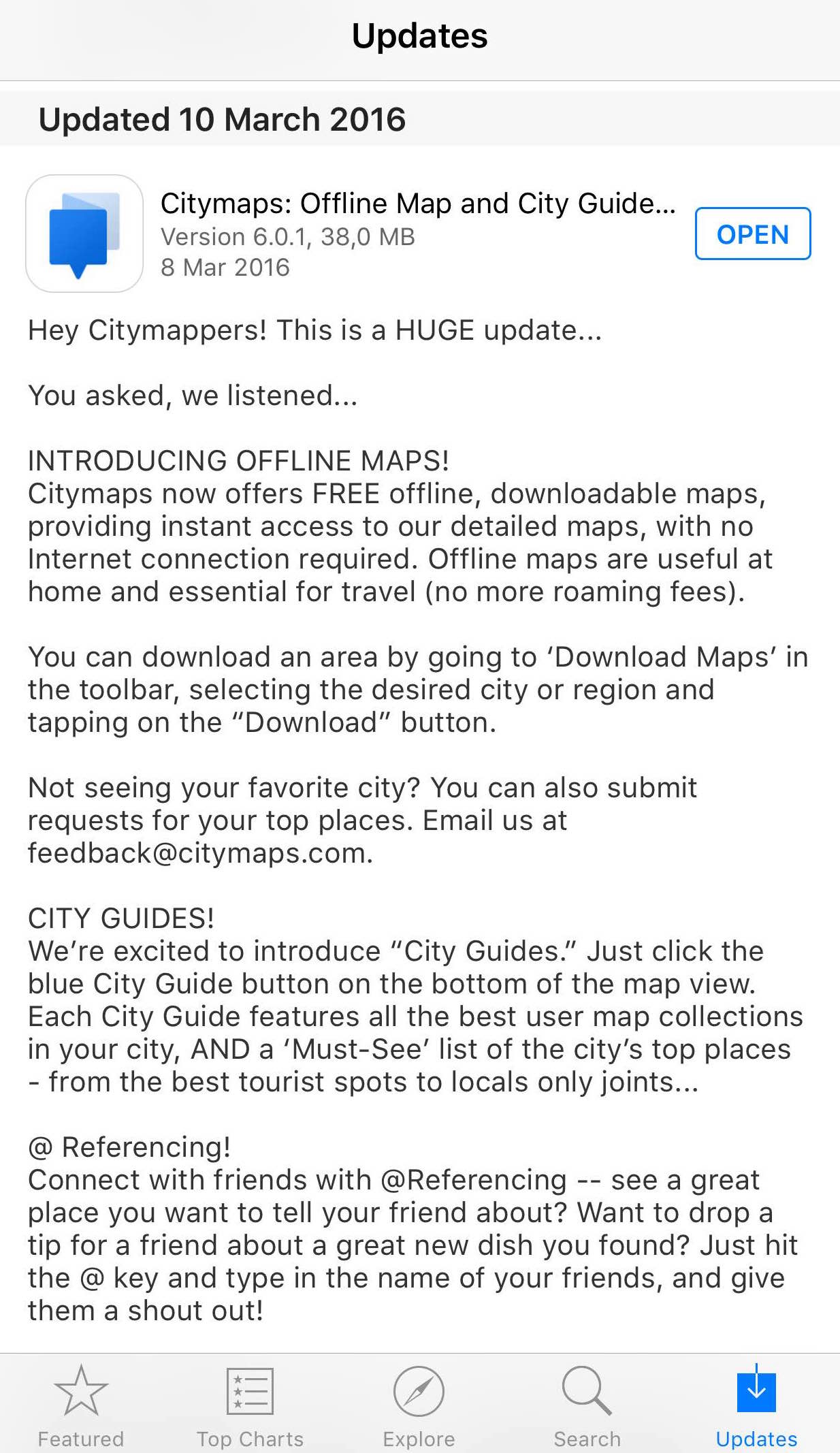 CityMaps gets offline capability and more 
