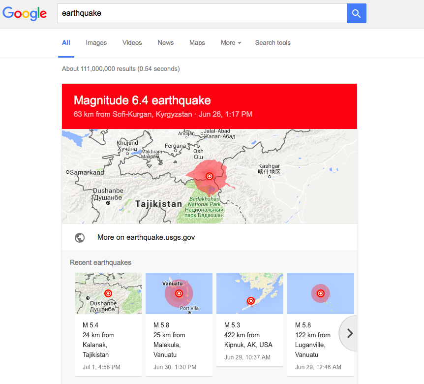 Earthquake map Google Maps Geoawesomeness