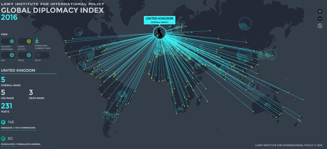 Global Diplomacy Index Map - Geoawesomeness