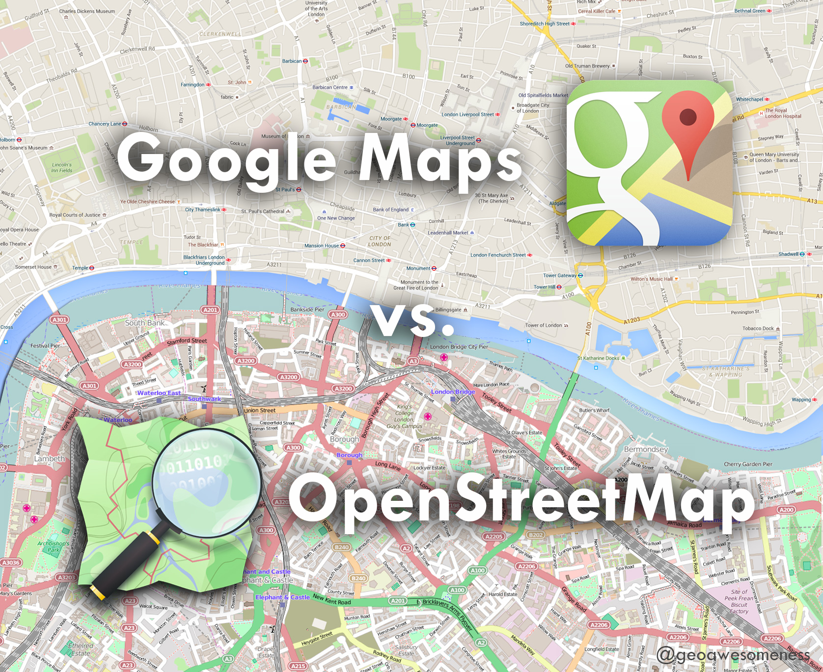 GoogeMaps Vs OSM Geoawesomeness 