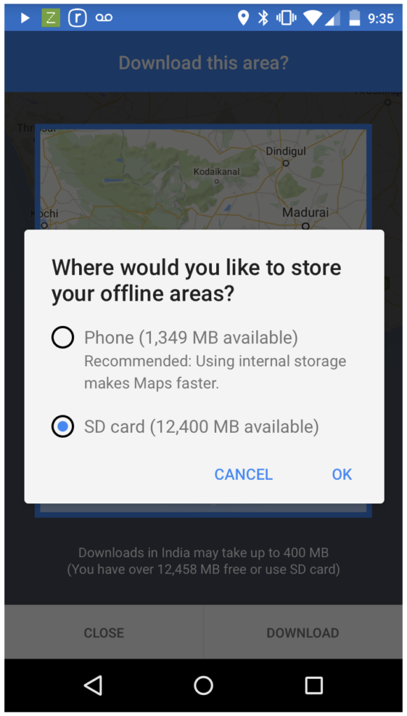 Google Maps SD Card support