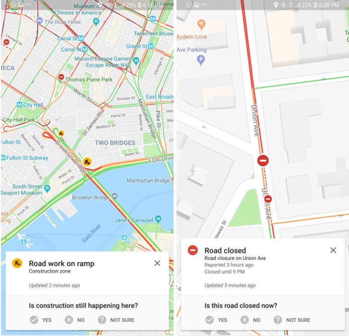 Google Maps is asking users for real-time information on road closures