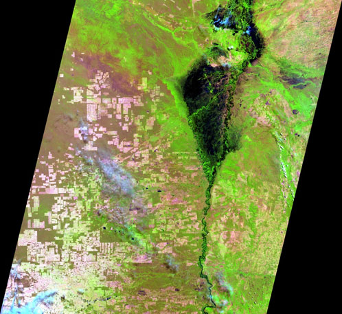 AWiFS image (56m) from the Corumbá region in the federal state of Mato Grosso do on September 30, 2014. Source: INPE