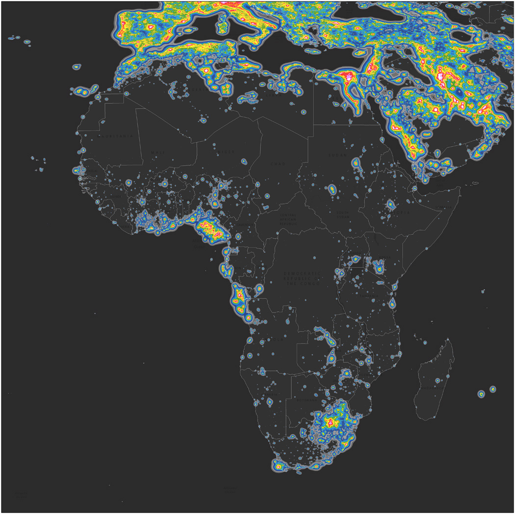 Light Polution Map Africa Geoawesomeness