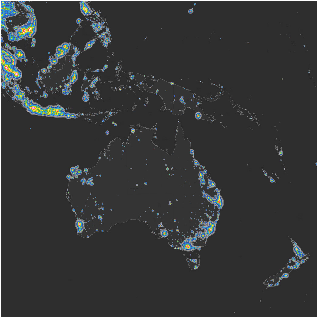 Light Polution Map Australia Geoawesomeness