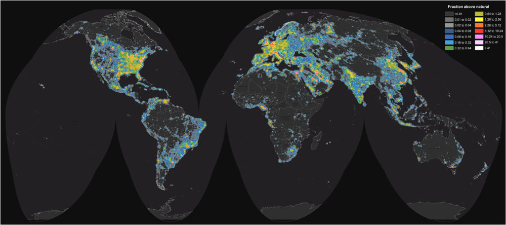 City Light Pollution Map Detailed Map Of Light Pollution Around The World - Geoawesomeness