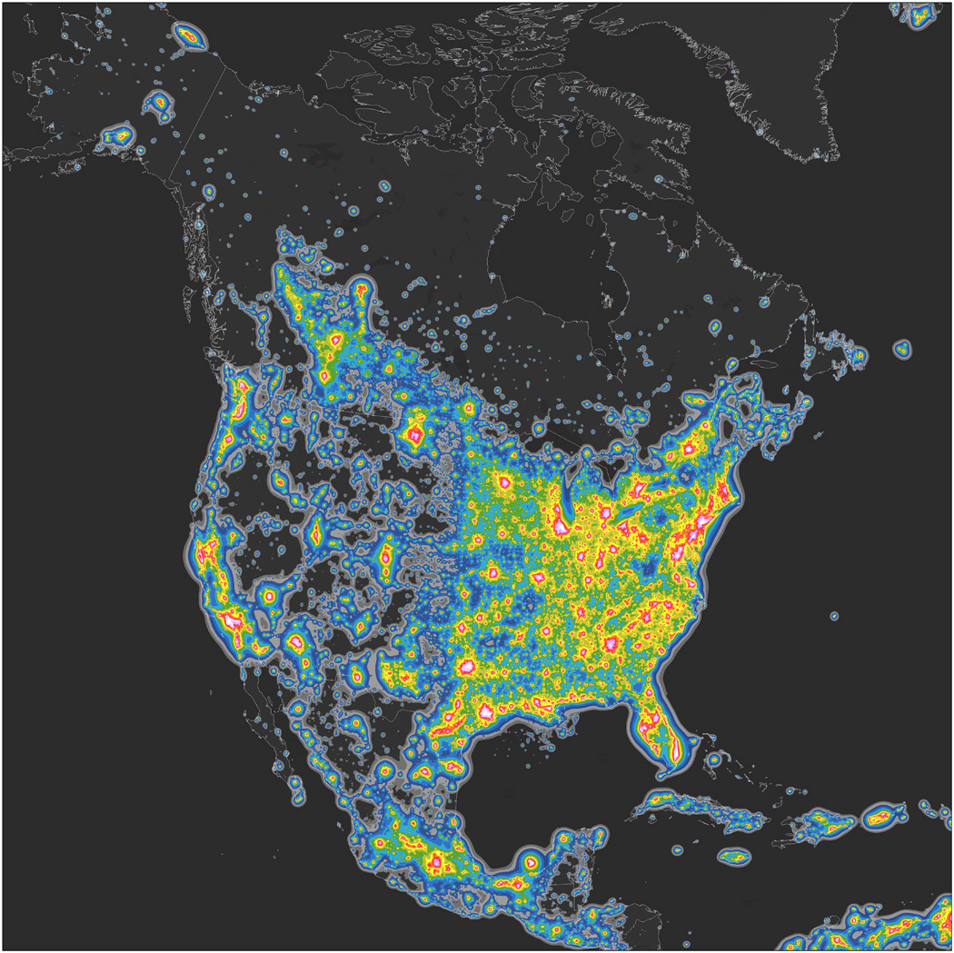 Light Polution Map North America Geoawesomeness