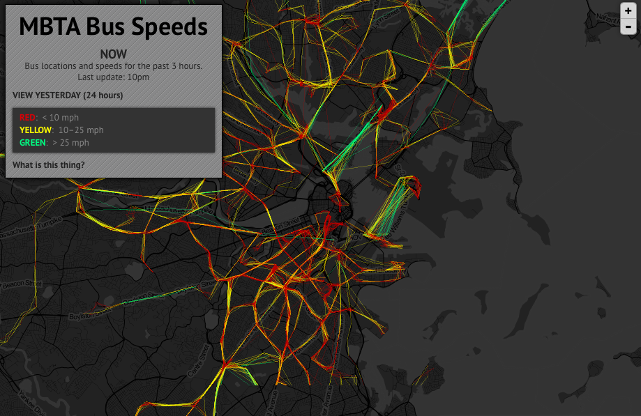 MBTA Bus Speeds Map Geoawesomeness