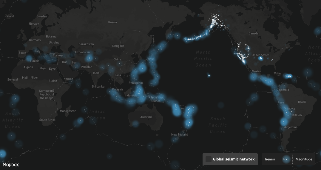 Map of earthquakes Mapbox