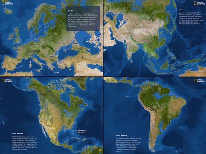 If All The Ice Melted National Geographics Map On Rising Seas Geoawesomeness