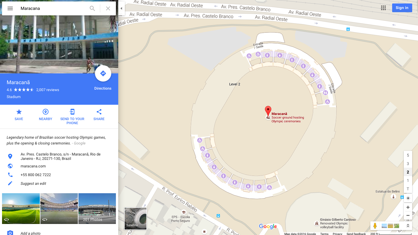 Rio Macarena Stadium Googe Maps