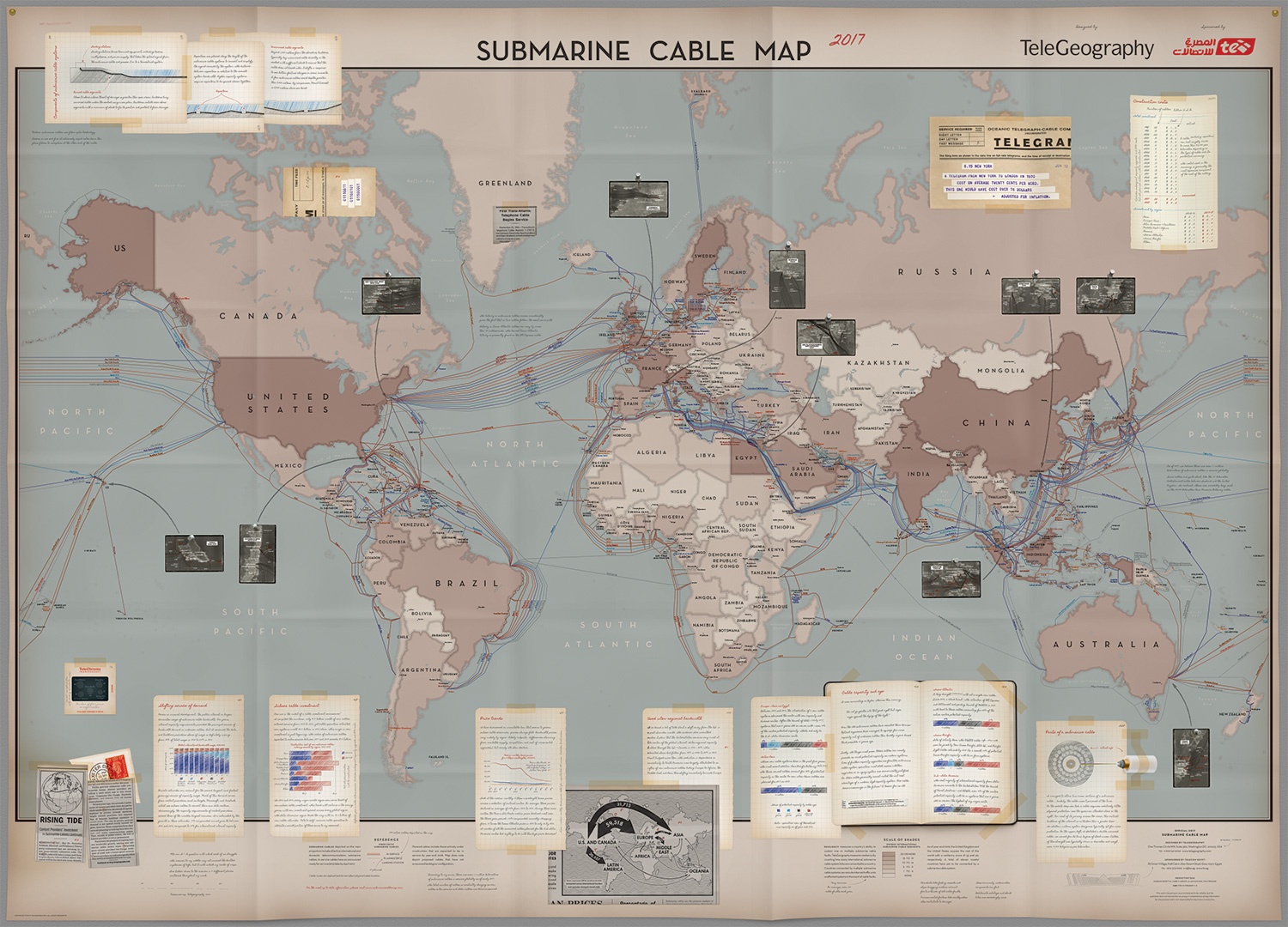 telegeography submarine cable map 2020