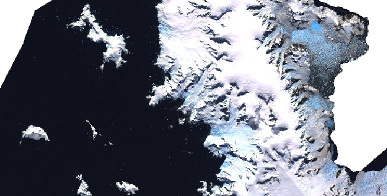 LANDSAT IMAGE MOSAIC of ANTARCTICA (LIMA). Image from the Antarctic Peninsula. Source: USGS. 