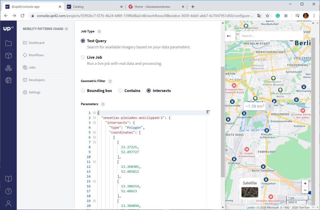 Workflow - machine learning and satellite data