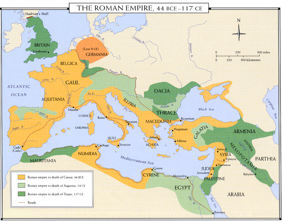 outline map of the roman world