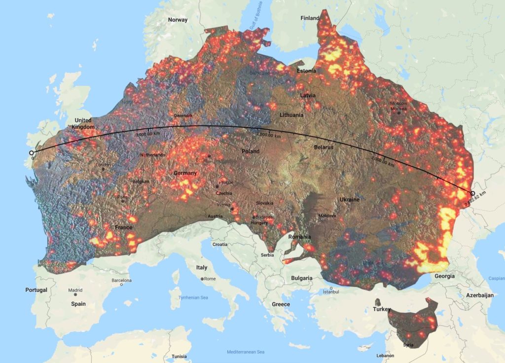 australian wildfires map