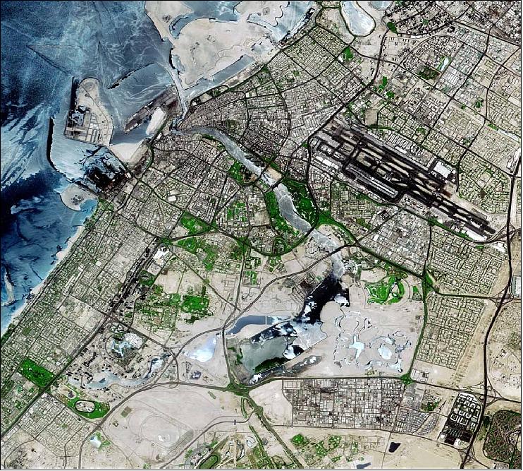 LISS-4 image (Mx mode, 6 m) of the Sharjah International Airport of the United Arab Emirats on May 8, 2011 Source: EOPortal
