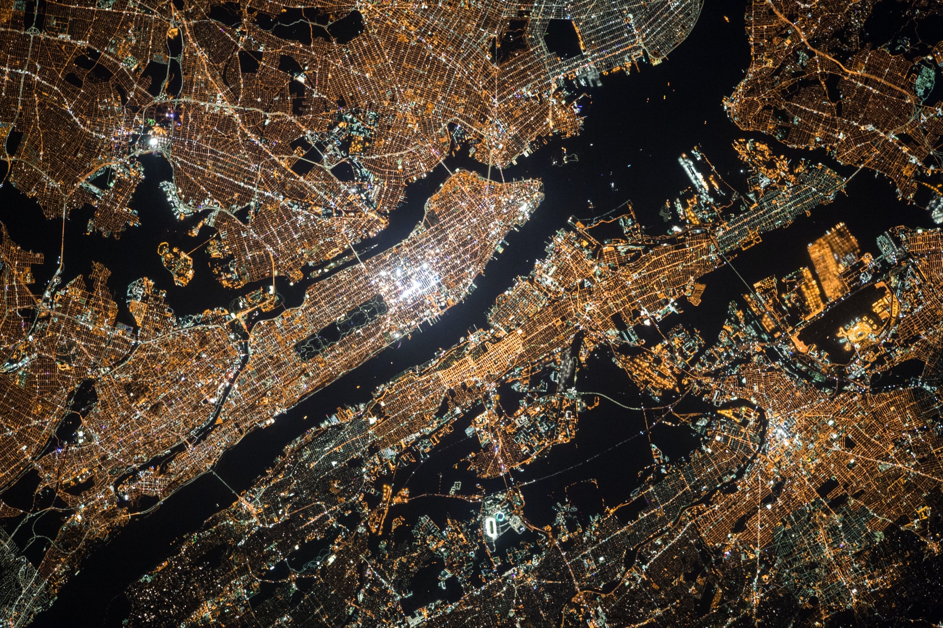 Satellite View of Manhattan, New York City, United States