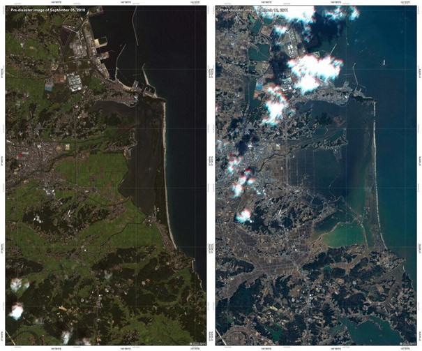 Post-tsunami effect with satellite imagery